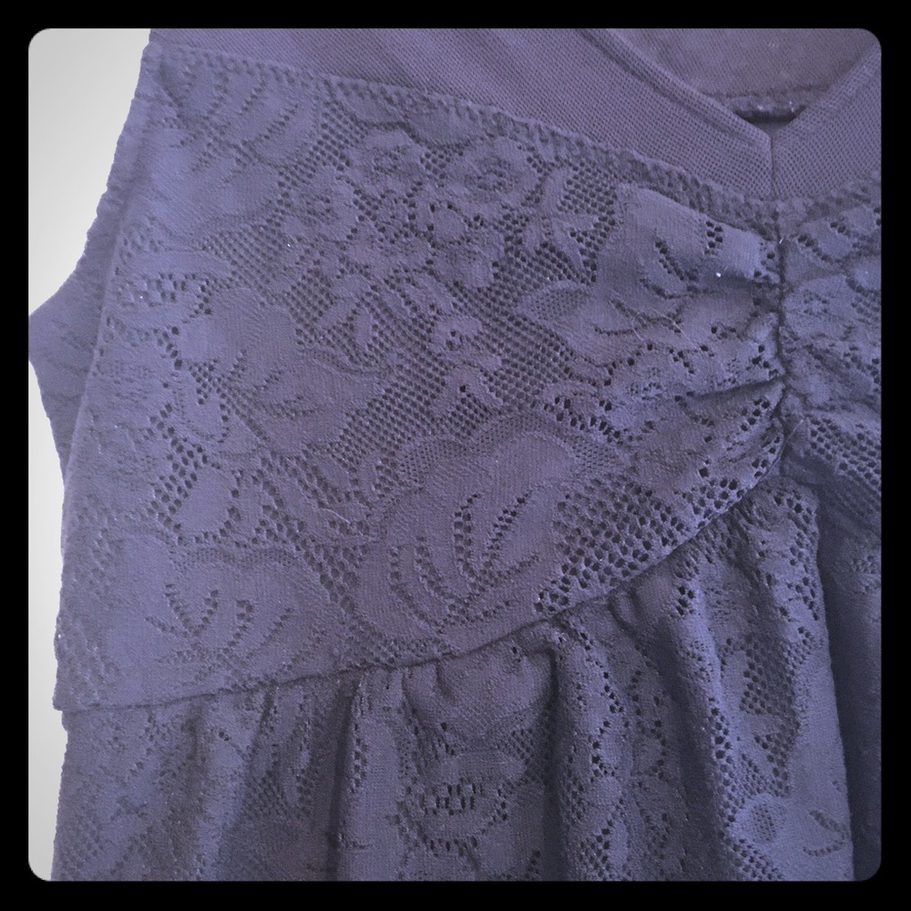 Black Lace EXPRESS Baby Doll Dress, V Neck, Mesh